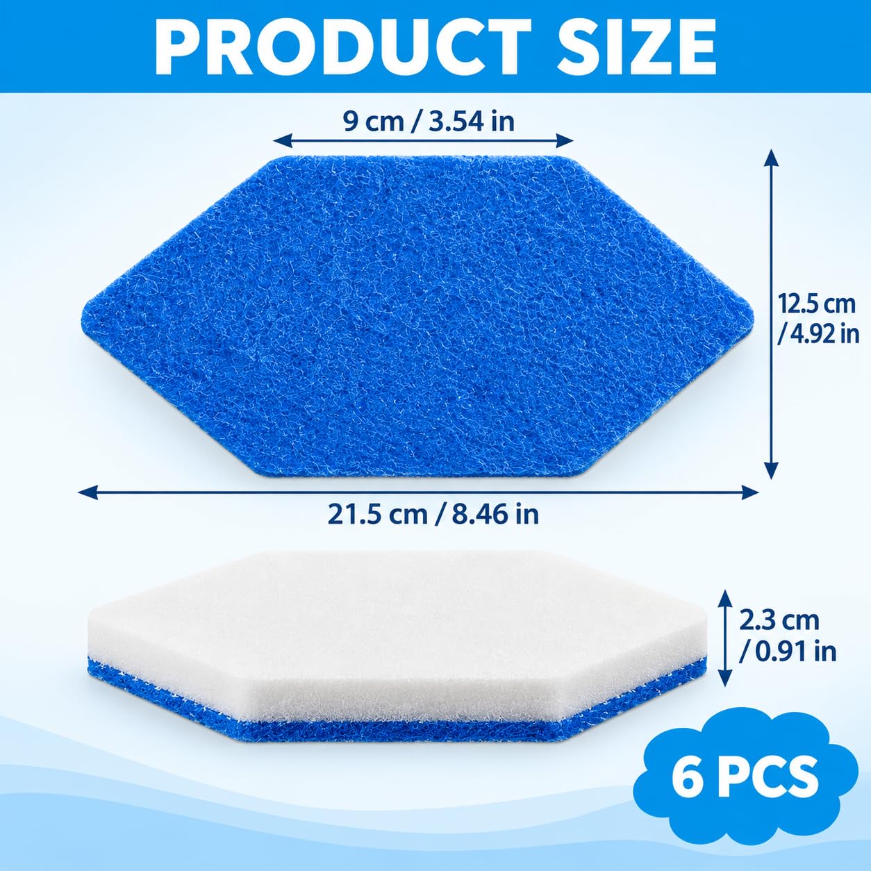 Tamponi Pulizia Bagno per Vileda Bath Magic 150343, Set da 6 bifacciali