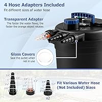 Vista 6 de HAPPYGRILL Pond Filter, 2642 GPH Pond Pump Filter w/13W UV-C Light, Bio Balls & 4 Adapters, Bio Pressure Pond Filter System for 1321 Gal Koi Fish