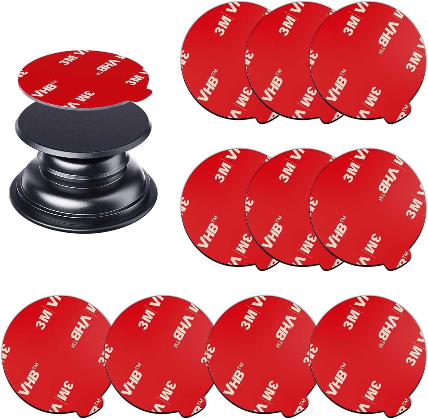 10 Pack 3M Double Sided Adhesive Pads for Socket Mount Base Circle Adhesive Replacement VHB Sticky Tape for Phone Collapsible Grip & Stand Back 1.38 Inches (35mm)