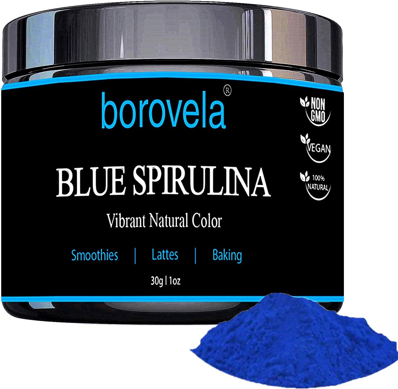 Blue Spirulina Powder Vibrant Natural Blue Food Coloring Phycocyanin Superfood for Kid Friendly Smoothies Protein Drinks Baking Ice Cream 30 Servings 1 oz Tin
