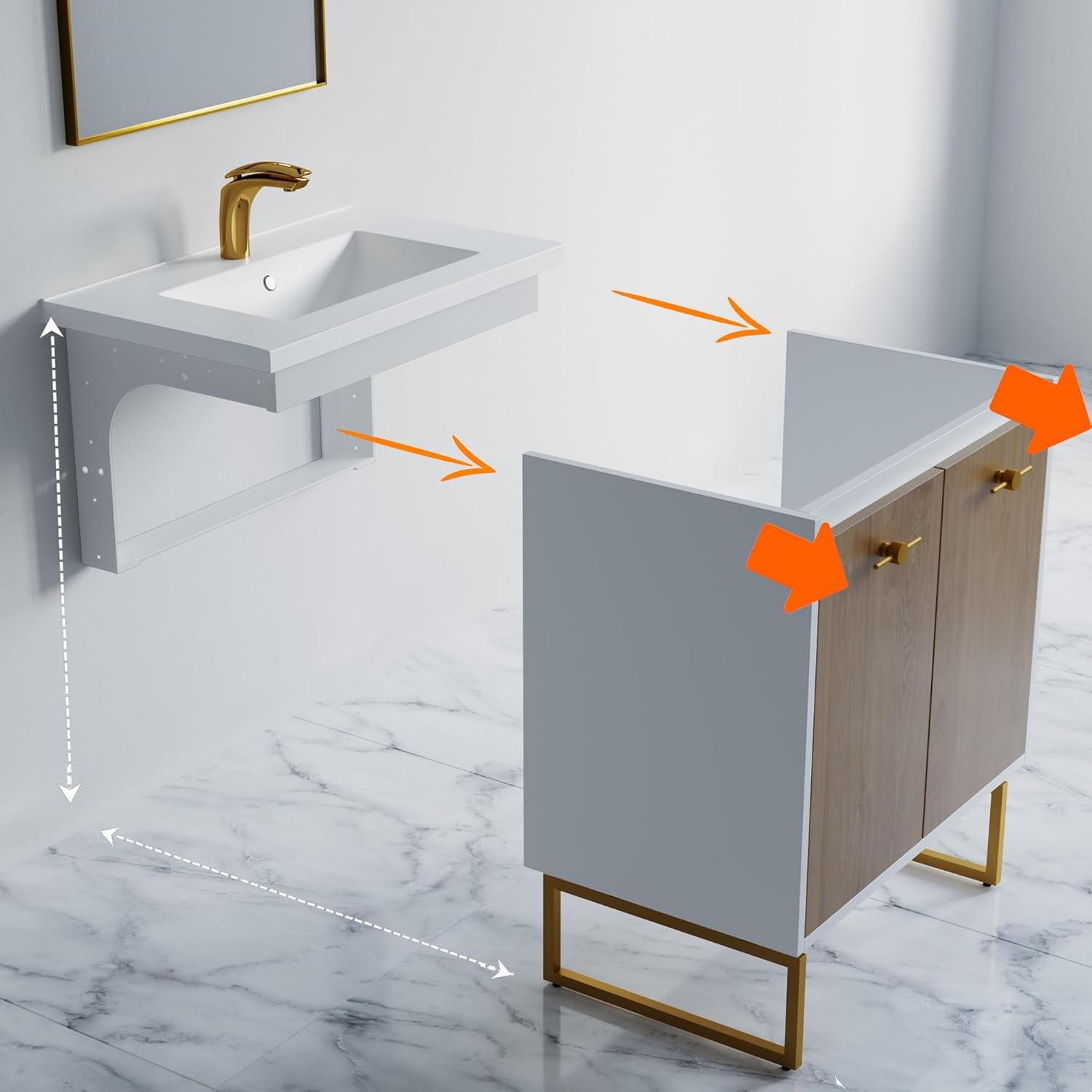Dowell Universal ADA Vanity Bracket Heavy-Duty Commercial Bracket Floating Medical Support Bracket with Arm Metal Brackets Suitable for Restroom Vanities, Shelving Units & Work Desks - 16.38"-1 Pack
