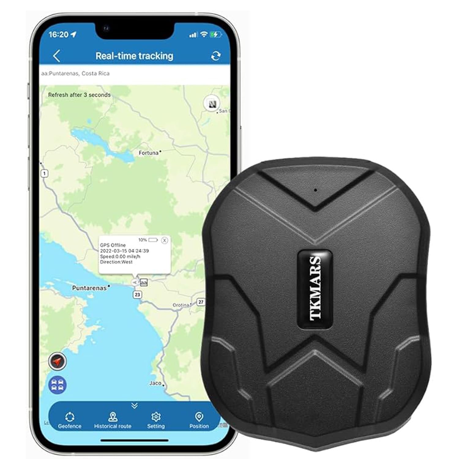 TKMARS Localizador GPS para Coche Sin Suscripción TK905 5000mAH Batería 90 Días de Espera Imán Antirrobo GPS Tracker con Seguimiento en Tiempo Real, Posicionamiento SMS, Rastreador con App Gratuita