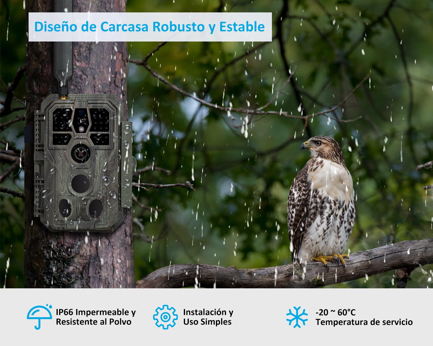GardePro X50 Câmaras de Caça 4G LTE con App y Tarjeta SIM, 32MP 1296P H.265 Vidéo, Camara Fototrampeo con Alcance de Visión Nocturna de 30m y 0,1s Tiempo de Activación, LED IR No-Glow