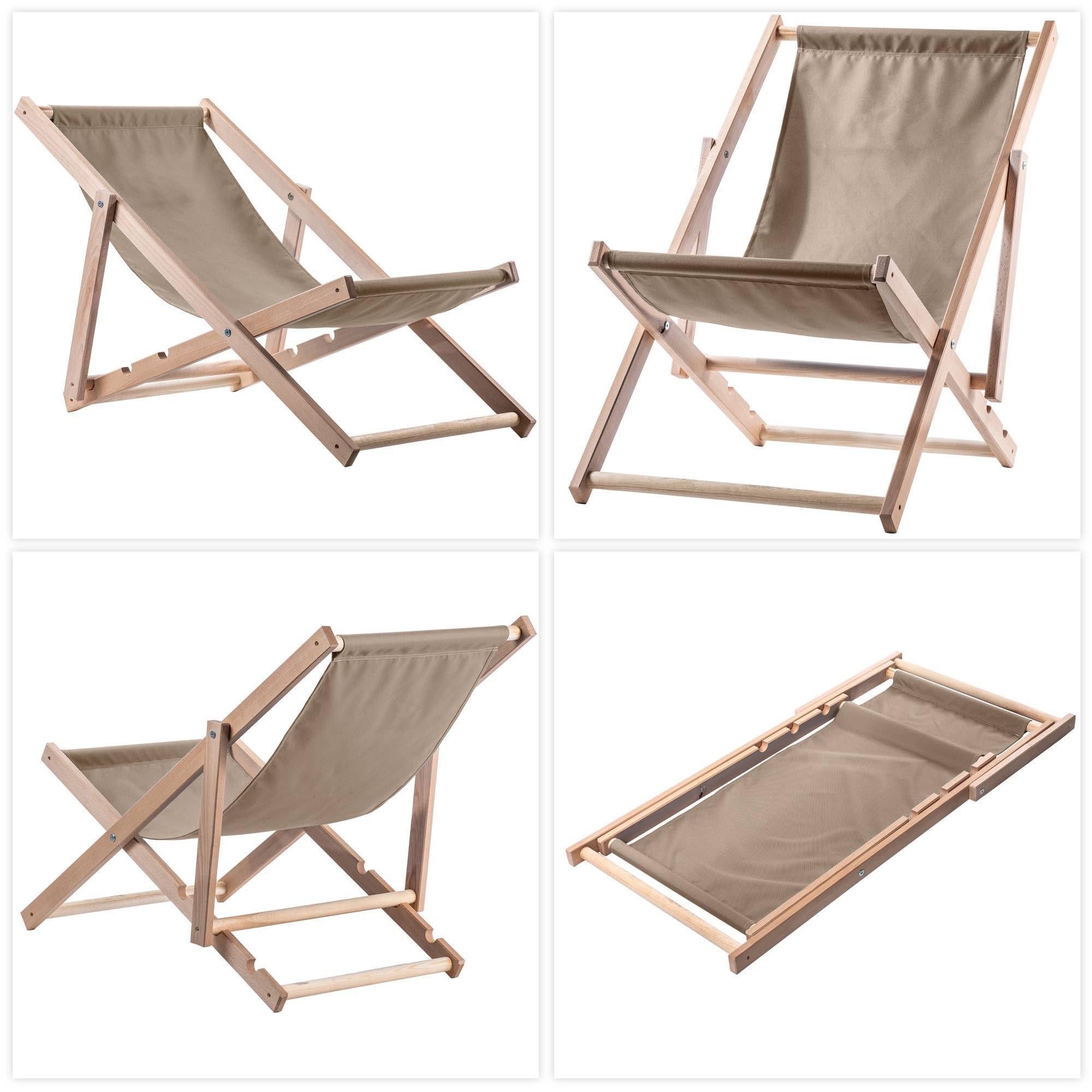 KADAX Tavolo pieghevole con 2 sedie a sdraio, piccolo tavolo da giardino in legno, tavolino da giardino per balcone e giardino, tavolino piccolo da balcone pieghevole (beige)