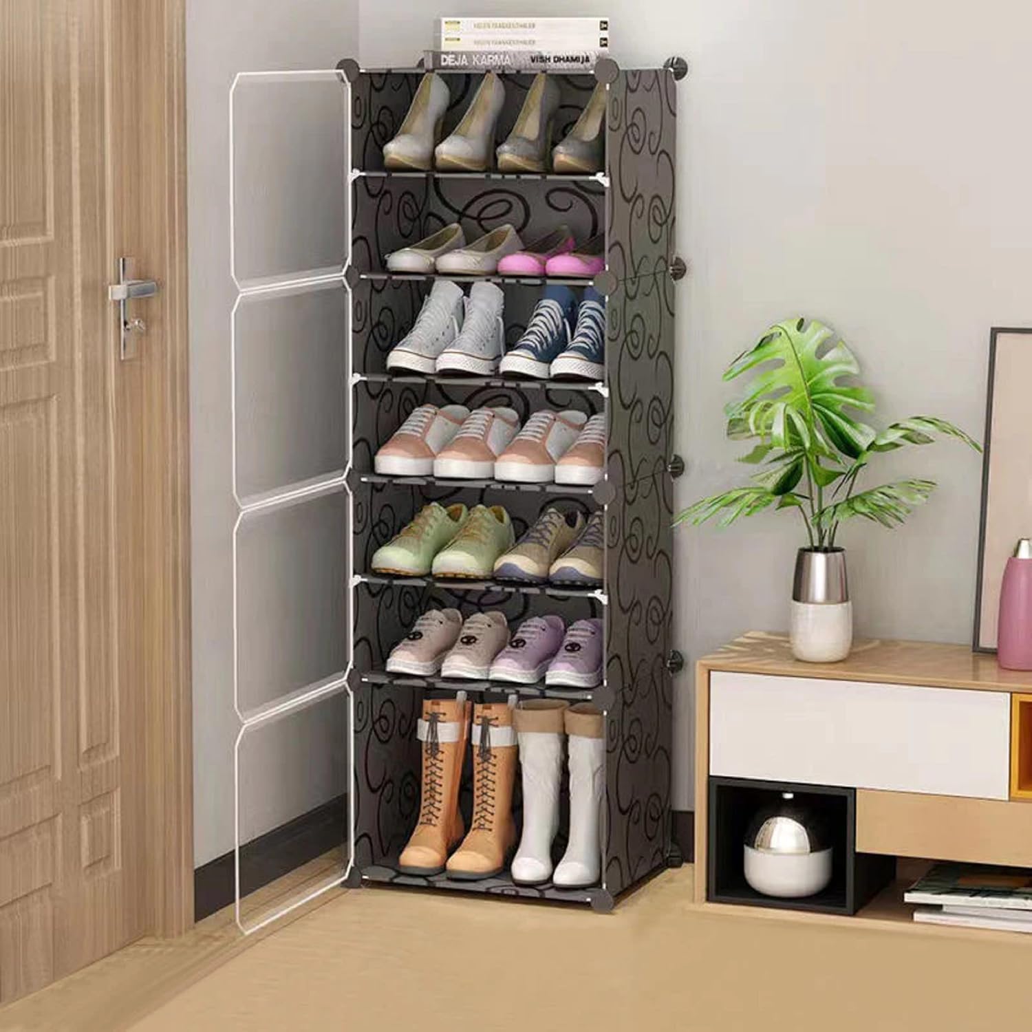 See full amazon price history chart for Sunderlook Portable Shoe Rack for Home Plastic – Shoe Rack Organizer, Shoe Storage Cabinet 12 Shelf DIY Shoe Rack with Door Outdoor for Heels/Shoes for Entryway,Hallway,Bedroom (BLACK, 6-SHELF-3-DOOR) Sunderlook Portable Shoe Rack for Home Plastic – Shoe Rack Organizer, Shoe Storage Cabinet 12 Shelf DIY Shoe Rack with Door Outdoor for Heels/Shoes for Entryway,Hallway,Bedroom (BLACK, 6-SHELF-3-DOOR) (B0DHS8587B) Amazon Price History, Amazon Price Tracker