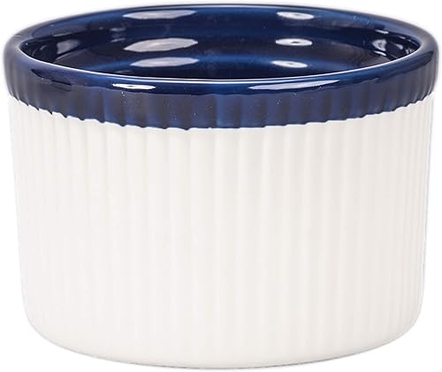 Miniatura 2 de BIA Cordon Bleu Quatro 400020+3145S4SIOC - Plato para soufflé alto de 11 onzas, color arena y cobalto