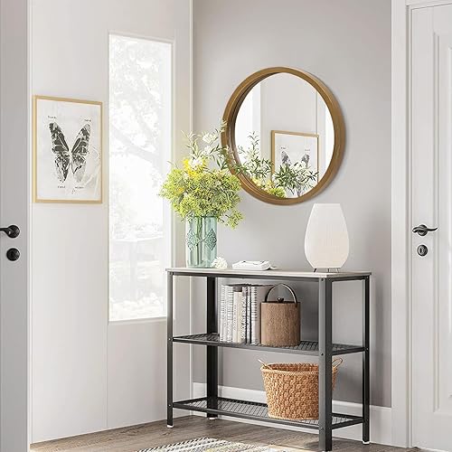 Miniatura 191 de JJUUYOU Espejo circular de pared redondo para baño, espejo de tocador marrón rústico, pequeño círculo decorativo para pared, marco de madera, espejo