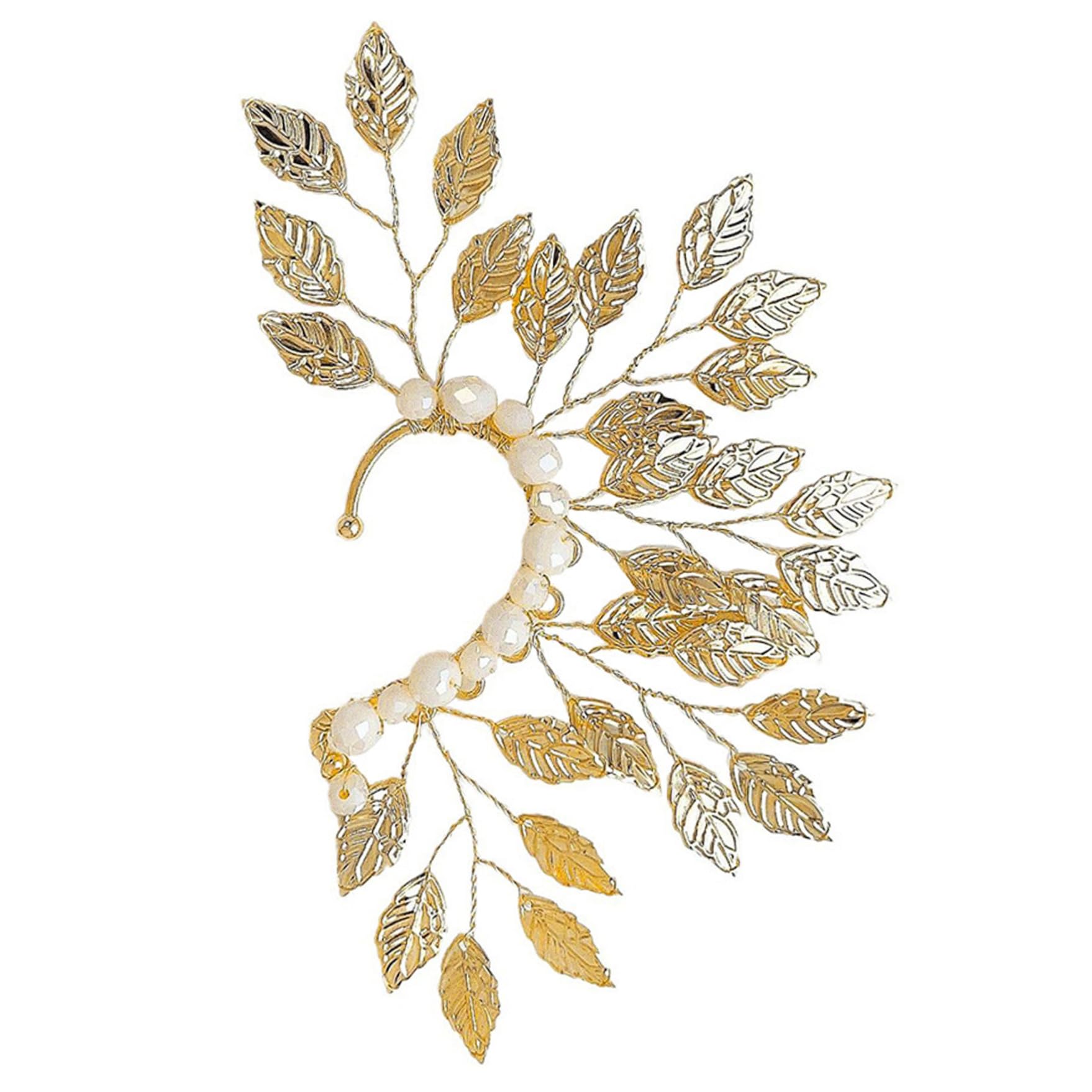 Peosaard Unisex Gold Cuff Earrings For Women, Ear Cuff, Single Left Elf Ear Cuffs, Non Piercing Jewelry, Vintage Leaf And Beads Earrings For Women