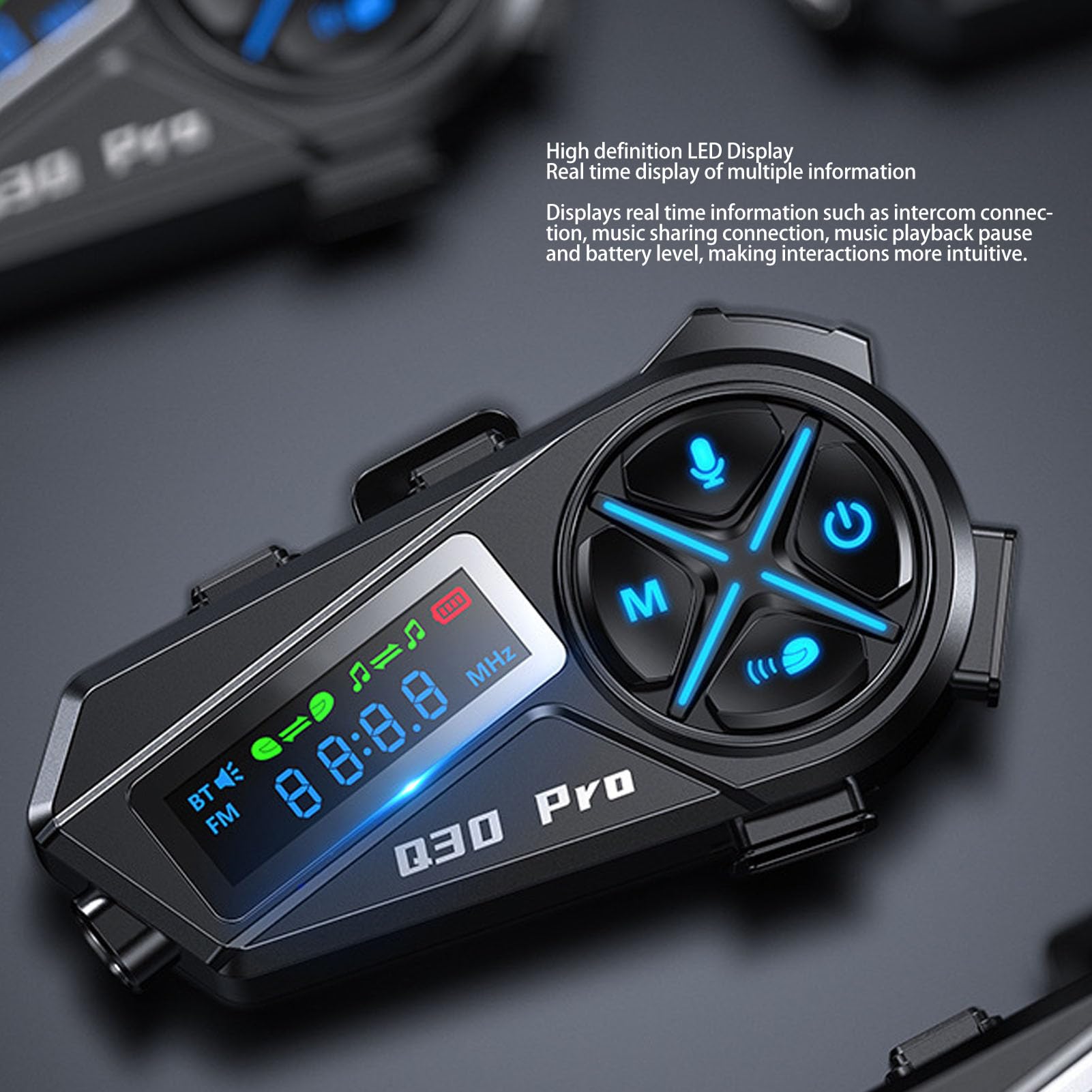 Fabater Auricolare Interfono per Moto con Display LED e Batteria a Lunga Durata per Motociclisti, Bluetooth 5.4 e Cancellazione del Rumore