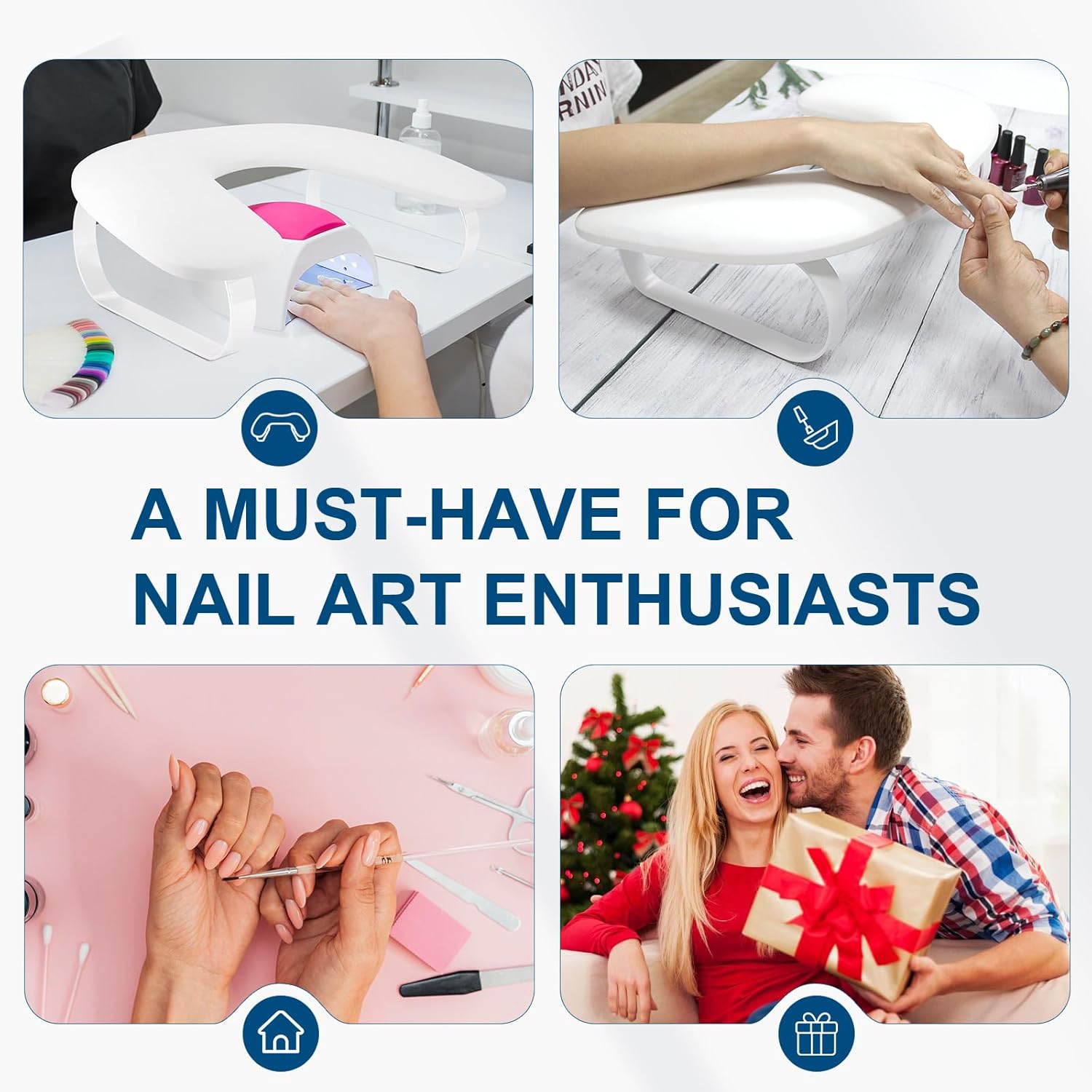 Arm Rest for Nails Tech Upgraded 10° Inclined, U-Shaped Manicure Nail Arm Rest Stand, Nail Armrest for Nail Tech Hand Rests, White