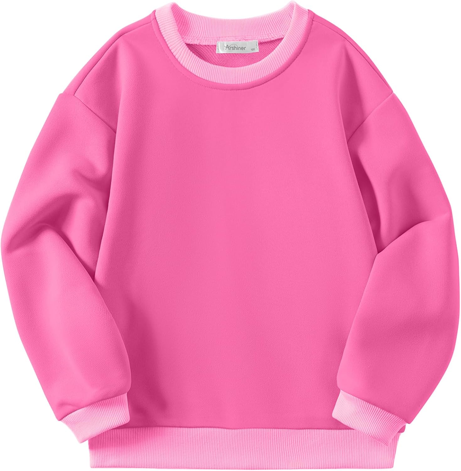 Arshiner Girls Crewneck Sweatshirt Long Sleeve Pullover Tops Drop Shoulder Sweatshirts Color Block Ribbed Trim