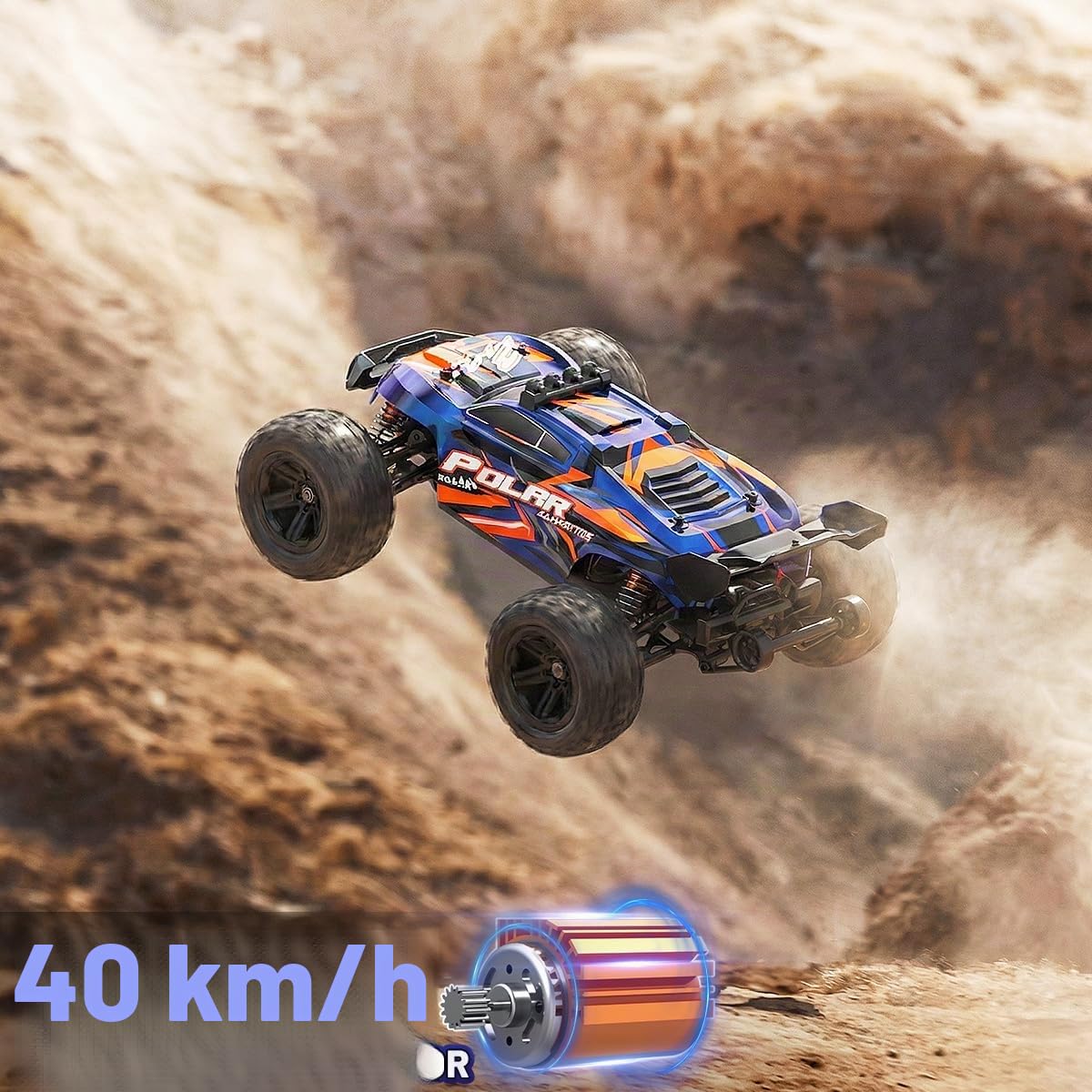 Coche teledirigido Adulto Profesional 1:14 Off-Road, Coche RC 4WD Alta Velocidad 40 km/h 2.4GHz,Vehículo RC 4x4 Impermeable con 2 Baterías Recargables 1300mAh y 2 Juegos de Neumáticos