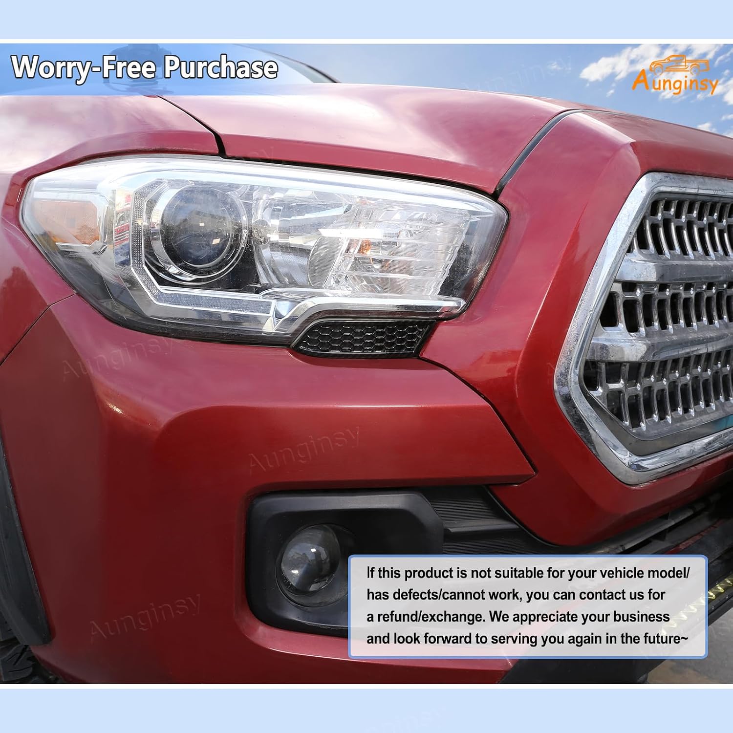 Aunginsy Front Bumper Headlight Grille Vent Cover Trim Fit Toyot@a Tacoma 2016-2023 Front Headlight Side Under Panel Grill Mesh Grille Grid Inserts Air Intake Vent Grille Decorative Cover Accessories