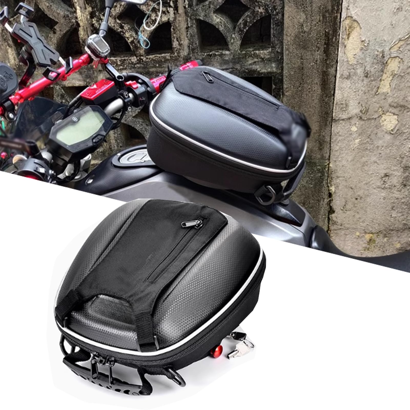 QWDRHen FOR FJR1300 XJR1200 XJR1300 fjr1300 xjr1200 xjr1300 accessories tank bag motorcycle lockable storage bag waterproof reflective luggage navigation bag detachable mobile phone bag (B)