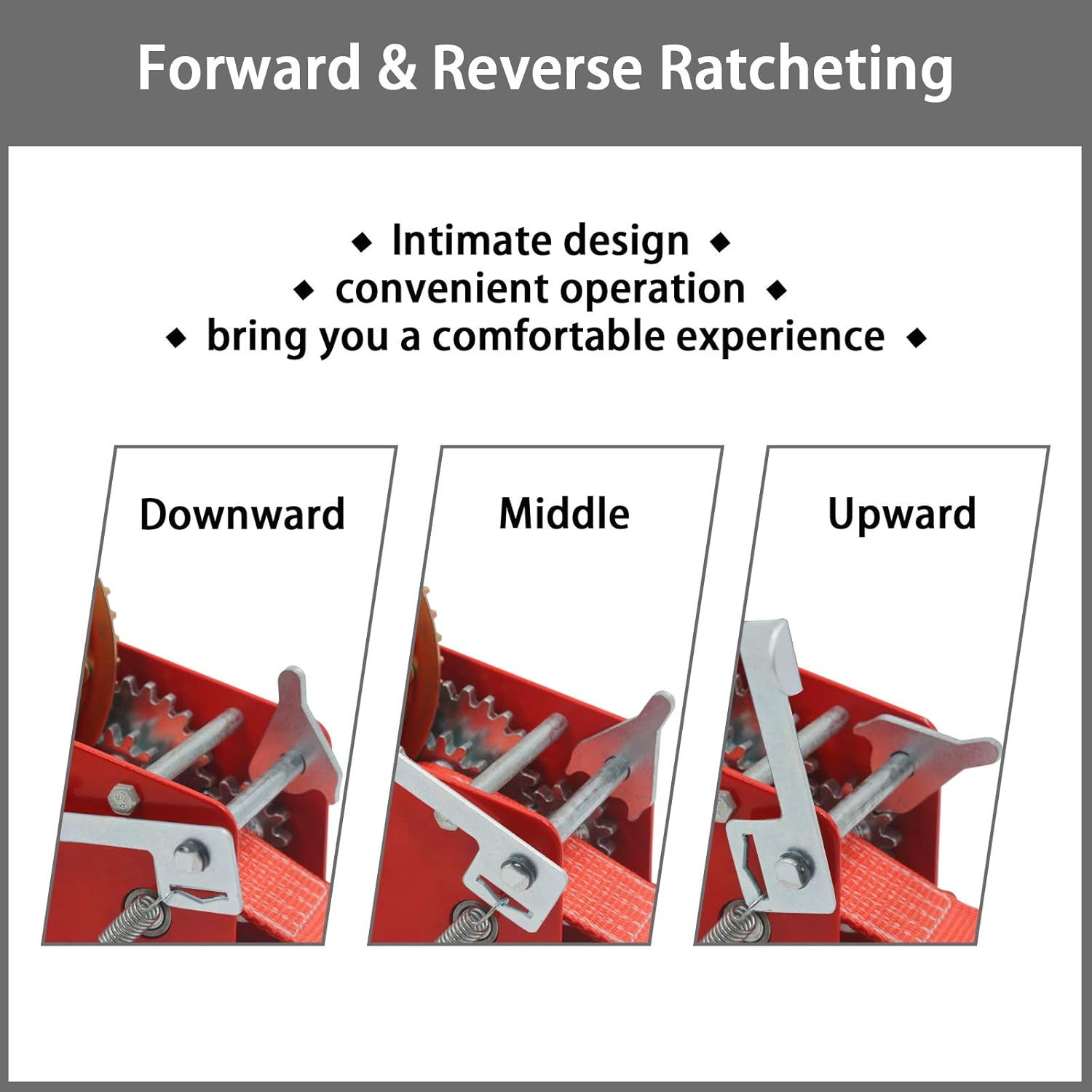 Greatest Product OPENROAD 3500lbs Hand Winch Boat Trailer Winch, Manual Winch with 10m(32ft) Strap Crank Winch, Towing Winch, Operated Two-Way Ratchet Marine Boat Trailer (Red 3500lbs)