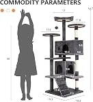 BestPet Arbre à chat jouet d'activité centre tour condo multi-niveaux avec poteaux à gratter pour chats d'intérieur (Gris clair, 54 po)