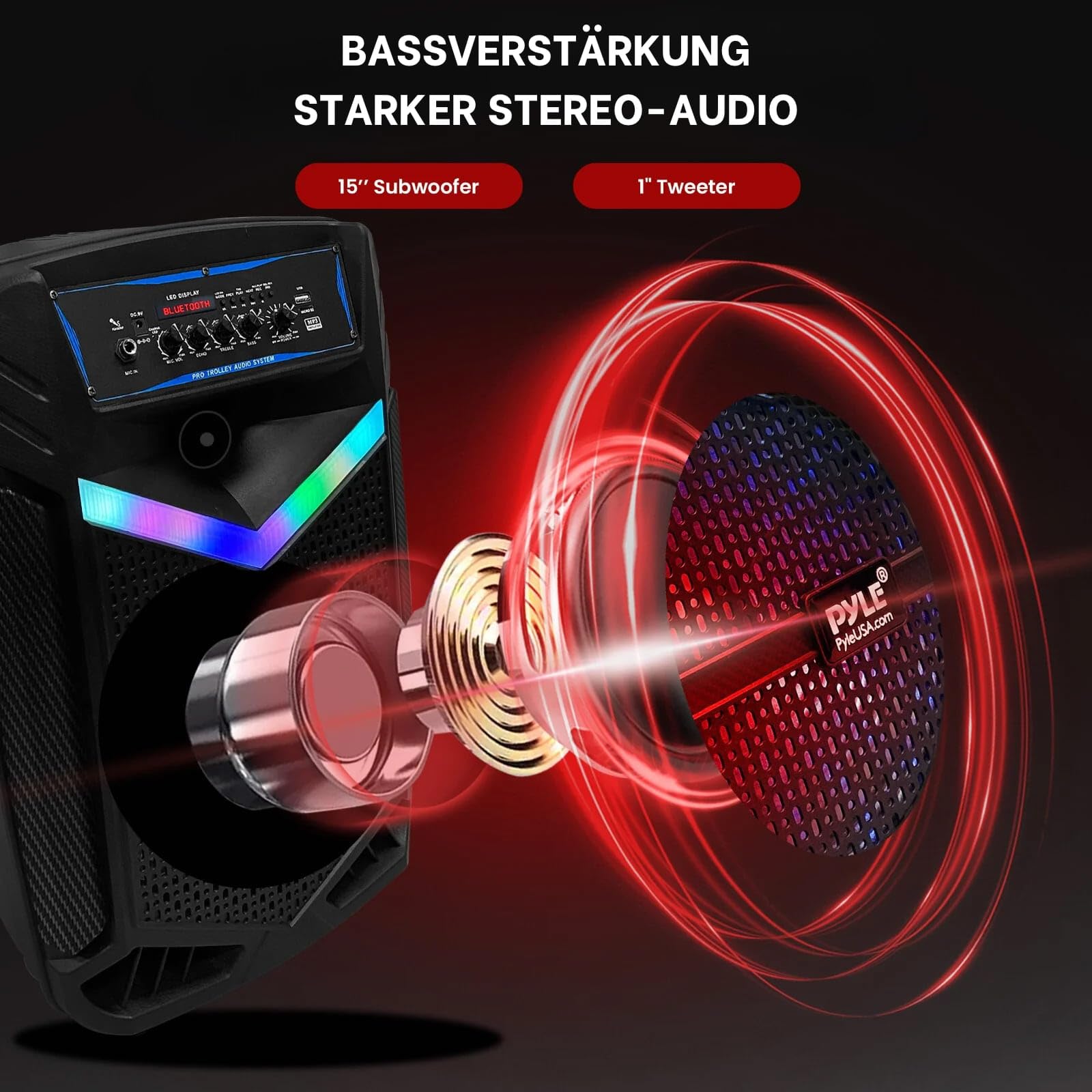 Pyle PA Bluetooth Lautsprecher - Karaoke Maschine mit Karaoke Mikrofon – Bild 2