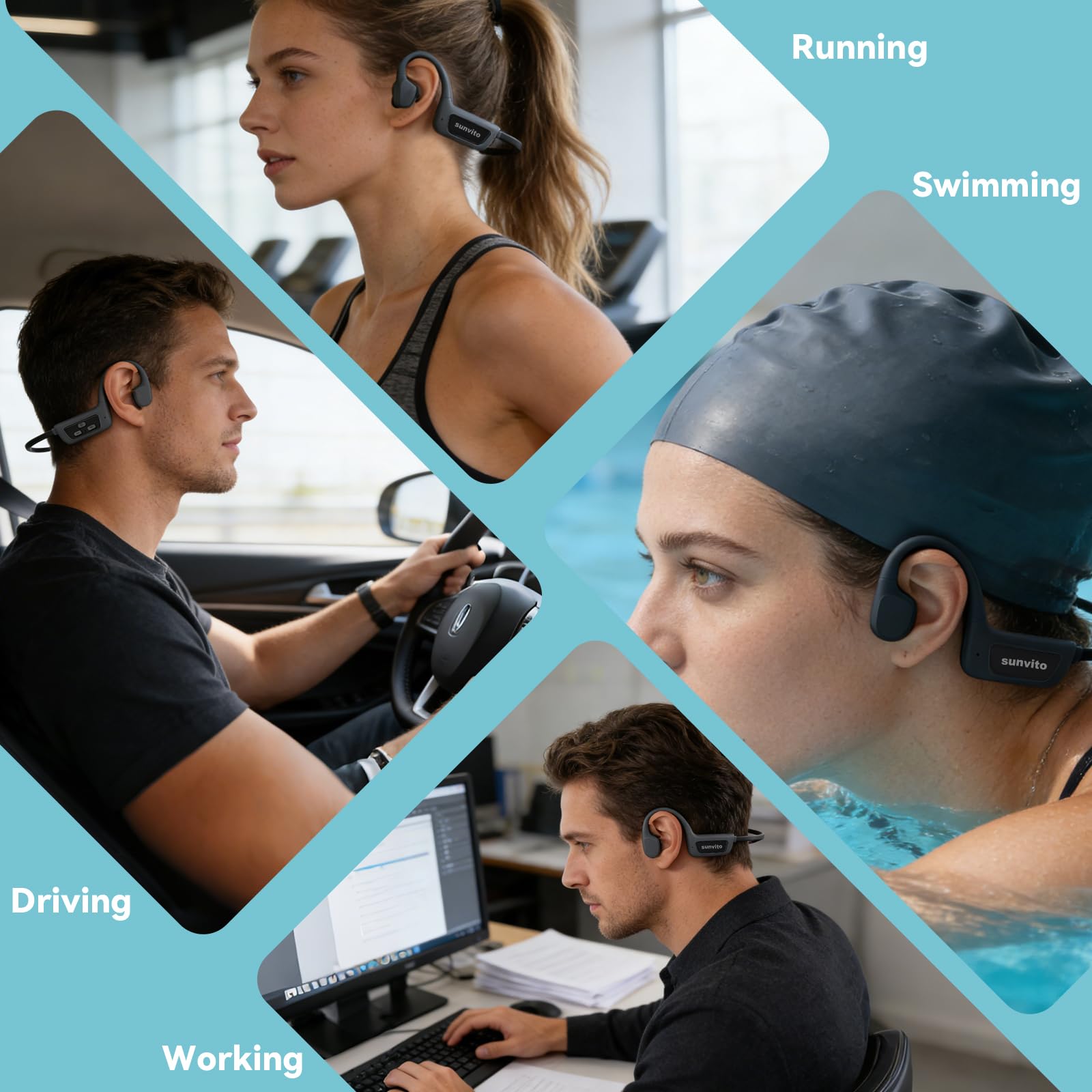 Cuffie da nuoto con suono osseo, Bluetooth 6.0, impermeabili IP68, cuffie sportive con memoria 8G, cuffie aperte con lettore MP3, auricolari subacquei per nuoto, allenamento e corsa