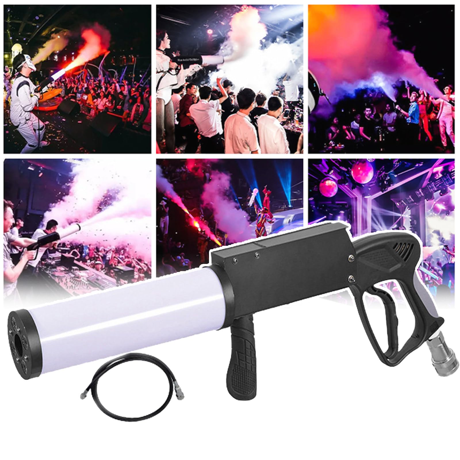 Profesjonalny Pistolet Kolumna Gazowa, Maszyna do Mgły CO2, Ręczny Działko Dymne CO2, na Wesela, Bary, Pokazy, Imprezy, Koncerty, Dyskoteki, Kluby, Halloween, Zasięg 8-10M