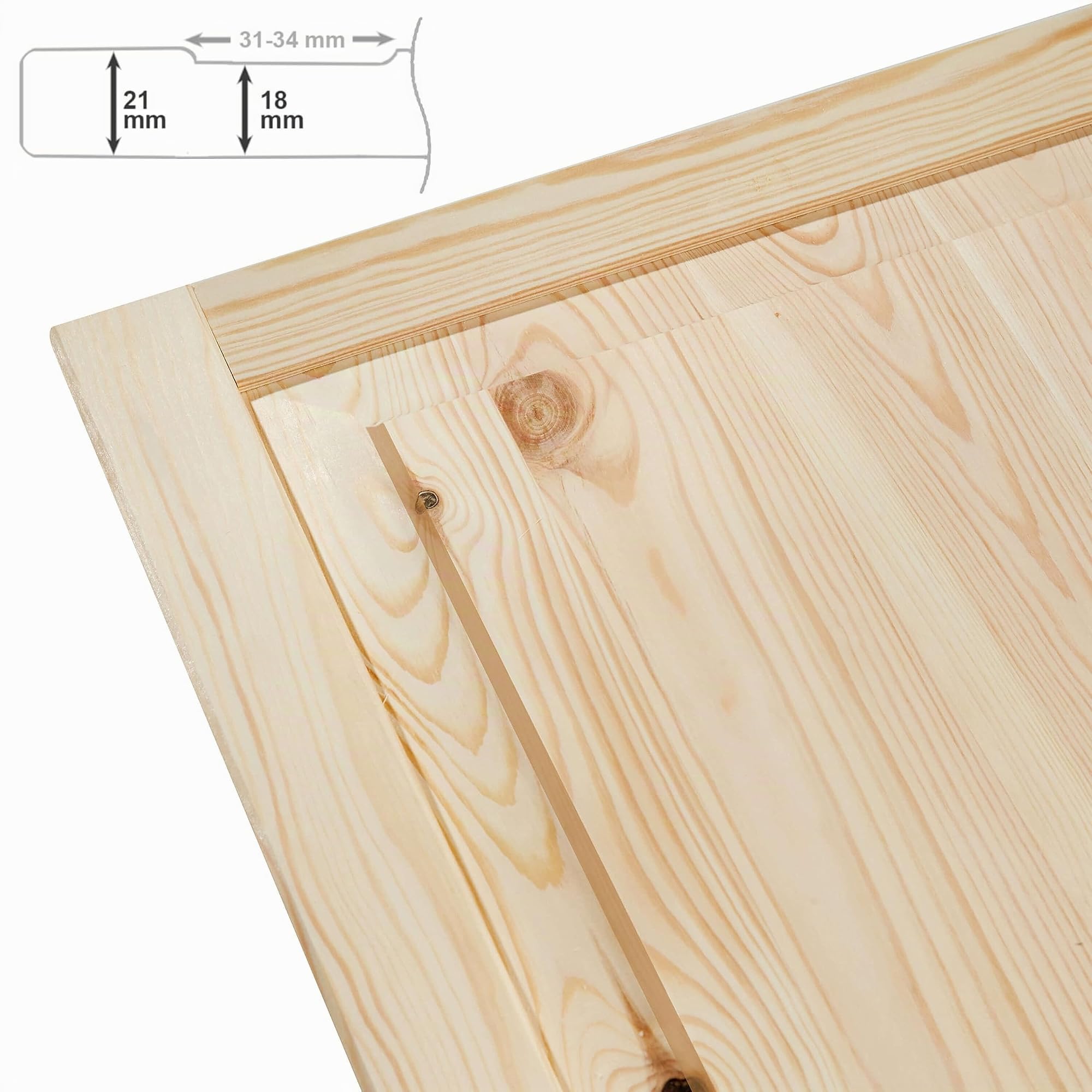 Kassettentür Schranktür Holz RUSTIKAL | 69 x 39,4 cm unbehandelte Holztür aus Kiefernholz im Kolonialstil und Markflecken als Raumteiler Schiebetür für Regale, Schränke, Möbel