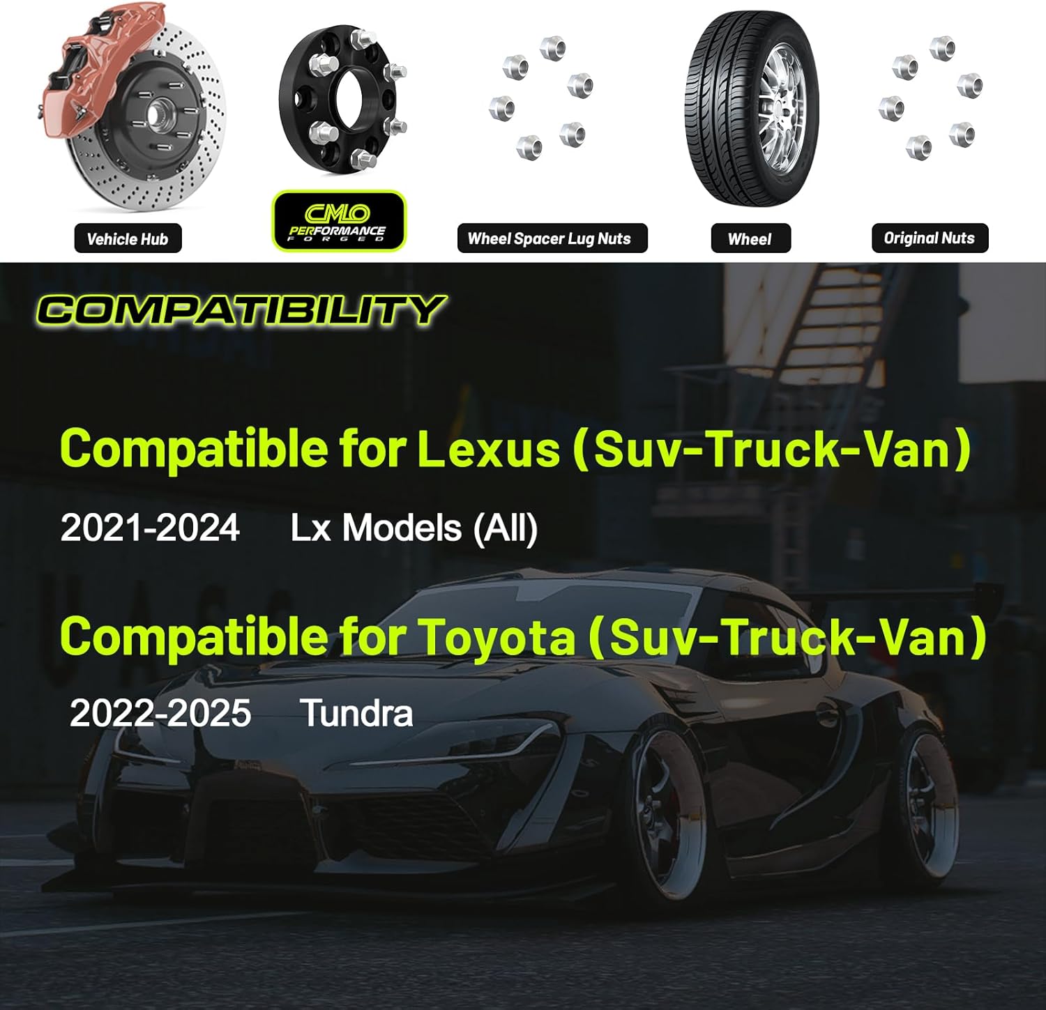 Customadeonly Forged 1.5 Inch (38mm) 6x139.7 Wheel Spacers for Toyota Tundra 2022-2024, Lexus GX550 Hubcentric Black (4pcs 95.1mm M14x1.5) Truck Spacer 6x5.5 6 Lugs Black 1.5" (4pc)