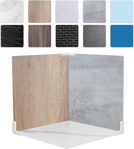 5 piezas de tableros de fondo de fotografía de doble cara con 10 patrones, superficie impermeable de 16x16 pulgadas con 4 soportes, fondo de textura