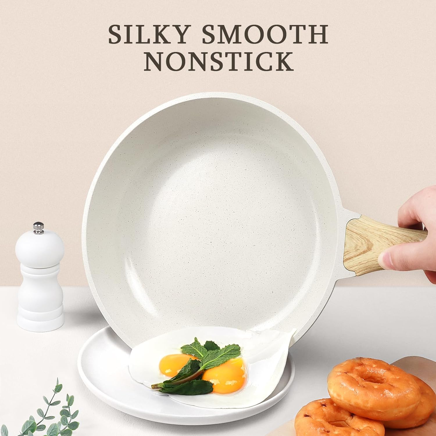 GiPP Ceramic Nonstick Frying Pan with Lid - 10" Healthy Non-Toxic Non Stick Skillet Omelette Pans, Induction Compatible Chef Pan, PFAS & PFOA-Free, Dishwasher Safe, Stay Cool Handles