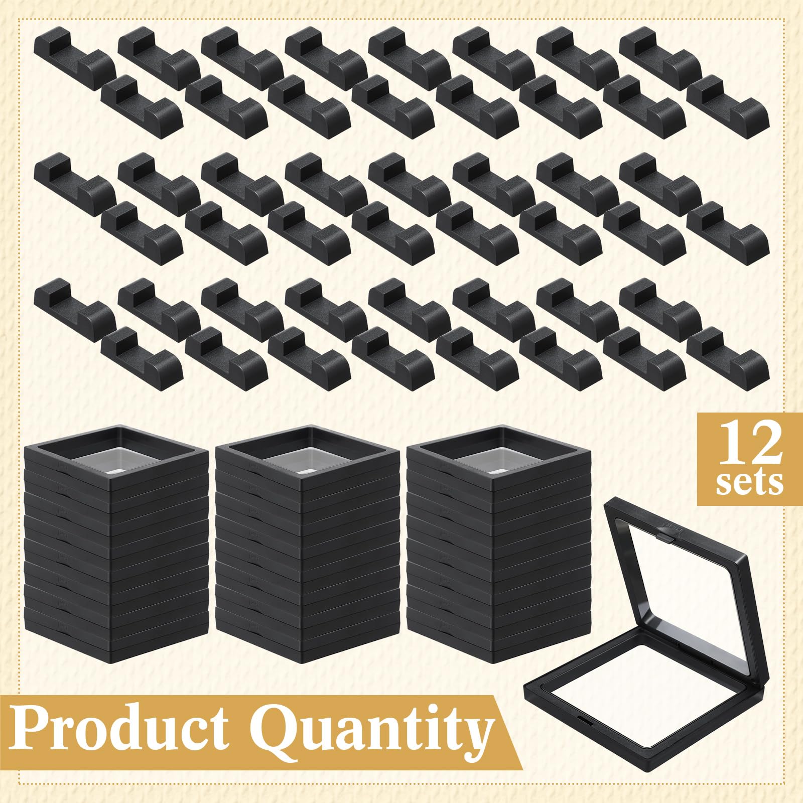 Ensemble de 5 présentoirs flottants 3D noirs, support pour pièces de défi, présentoirs pour