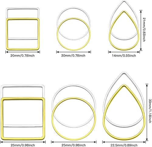 Miniatura 3 de 120 aretes de aro para hacer joyas, 3 formas, arete de encontrar arete hipoalergénico con forma de lágrima, cuadrado, círculo, redondo, a granel,