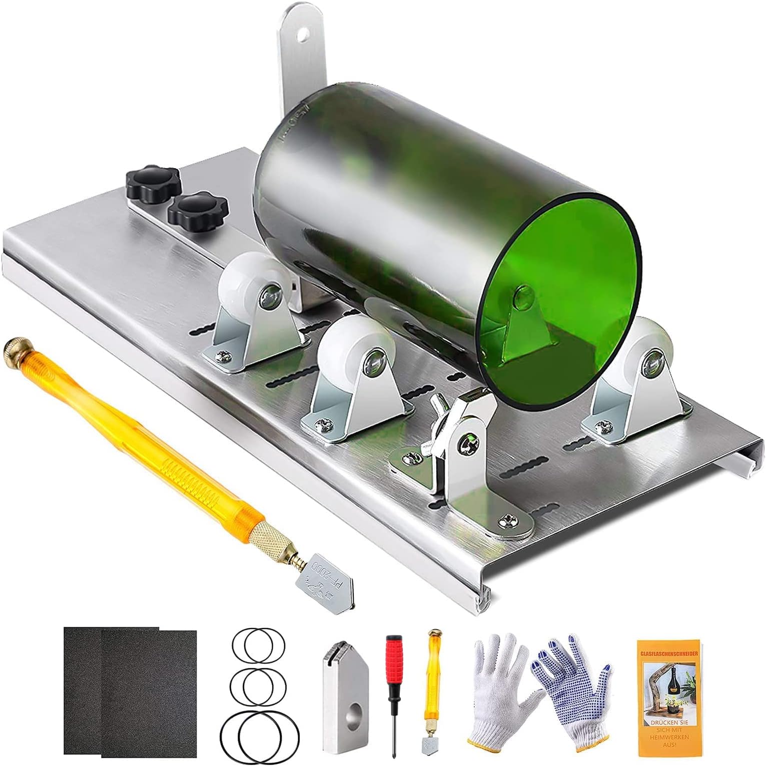 Glass Bottle Cutter Kit, Bottle Cutter DIY Machine for Cutting Square Round Oval Bottles, with Pencil Glass Cutter Tool Kit for Cutting Wine, Beer, Liquor, Whiskey, Alcohol, Champagne, and Mason Jars