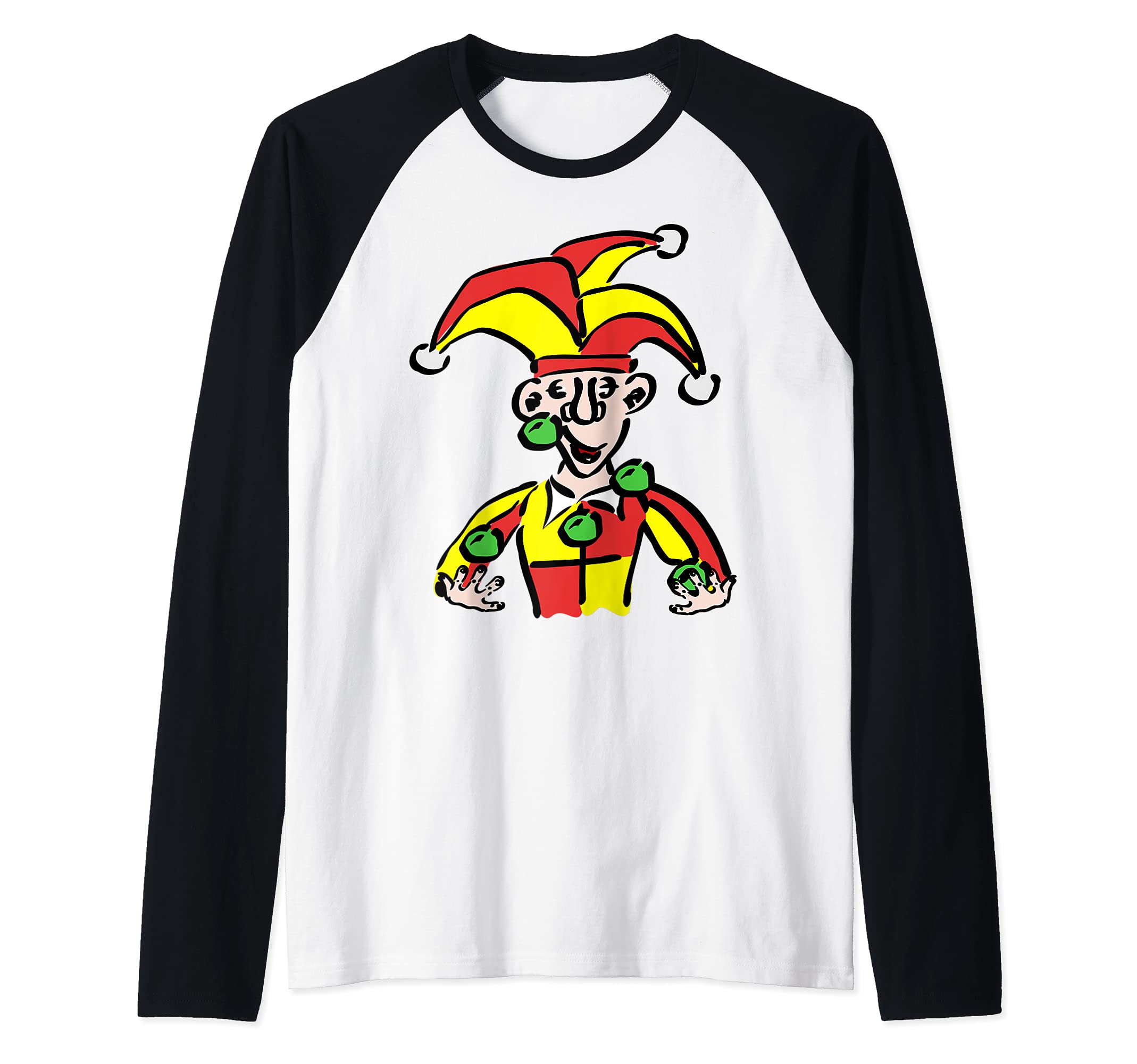 Juggling Jester Joker Clown Raglan Baseball Tee
