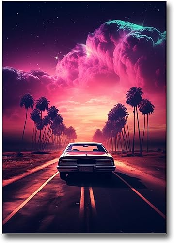 Unique Synthwave Style Retro Art, 80s style art, framed poster print, guest room art, cool living room art, Wall Art poster, Decor poster