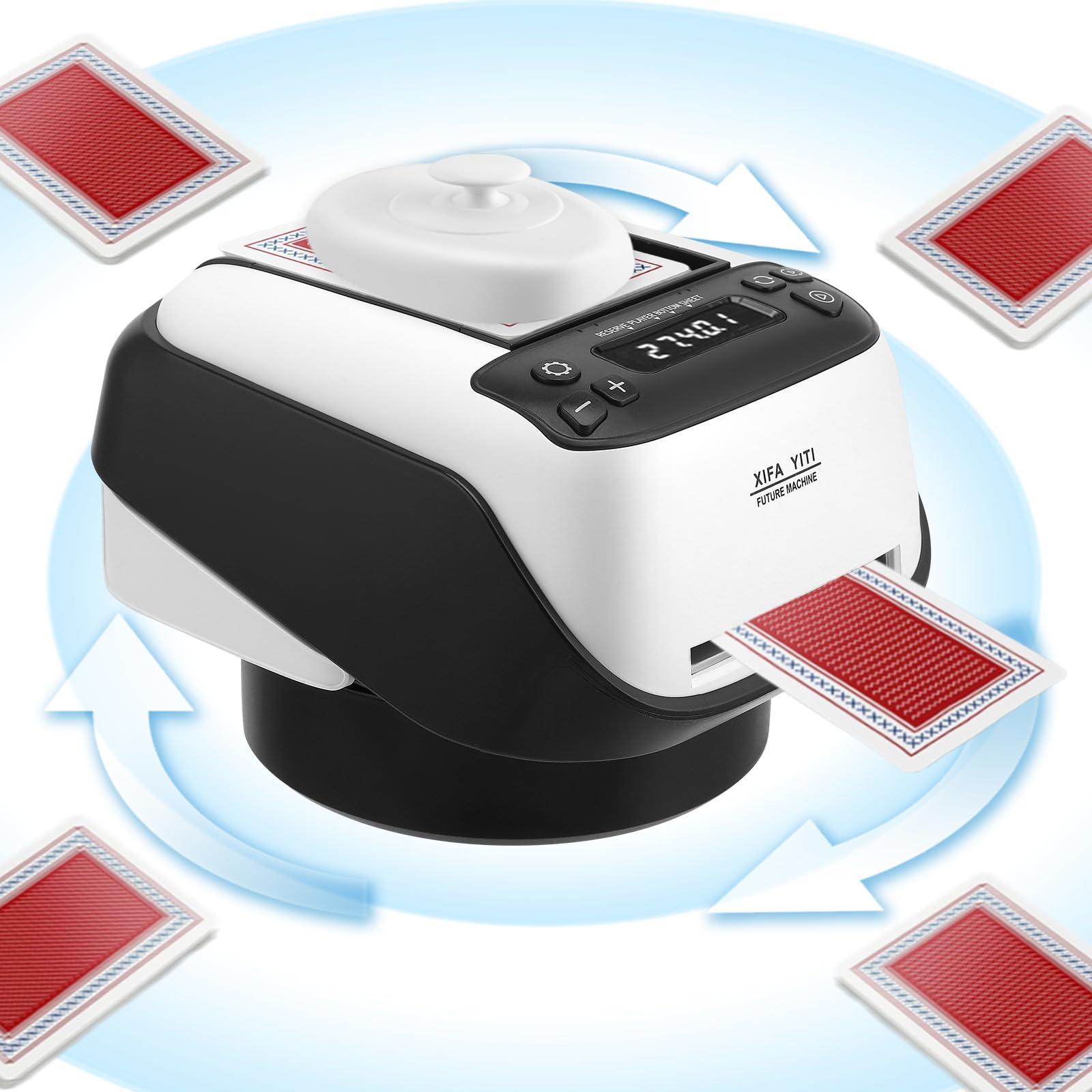 Distributore Automatico di Carte, Distributore Elettrico di Carte, Distributore di Carte Rotante a 360°, Macchina per L'invio di Carte Fino a 8 Giocatori, per Poker, UNO, Blackjack, Texas Hold'em