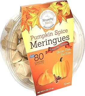 Krunchy Melts Original Meringue Cookies | Pumpkin Spice Flavor | Only 80 Calories Per Serving | Fat Free, Gluten Free, Dairy Free (4 Oz)