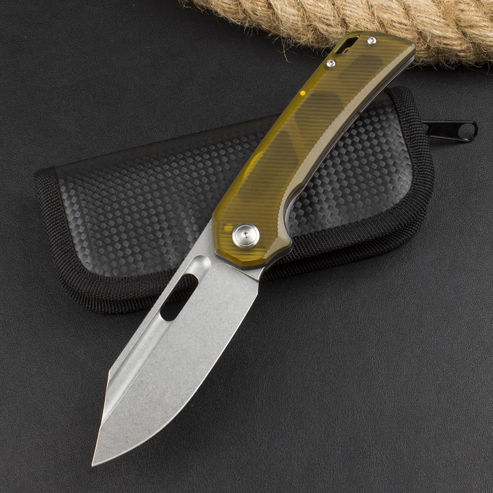 allvin A2351 Flipper Folding Knife 14C28N Stone Wash Blade PEI with Steel Sheet Handle Ball Bearing Liner Lock Folder Knives Outdoor EDC Tools