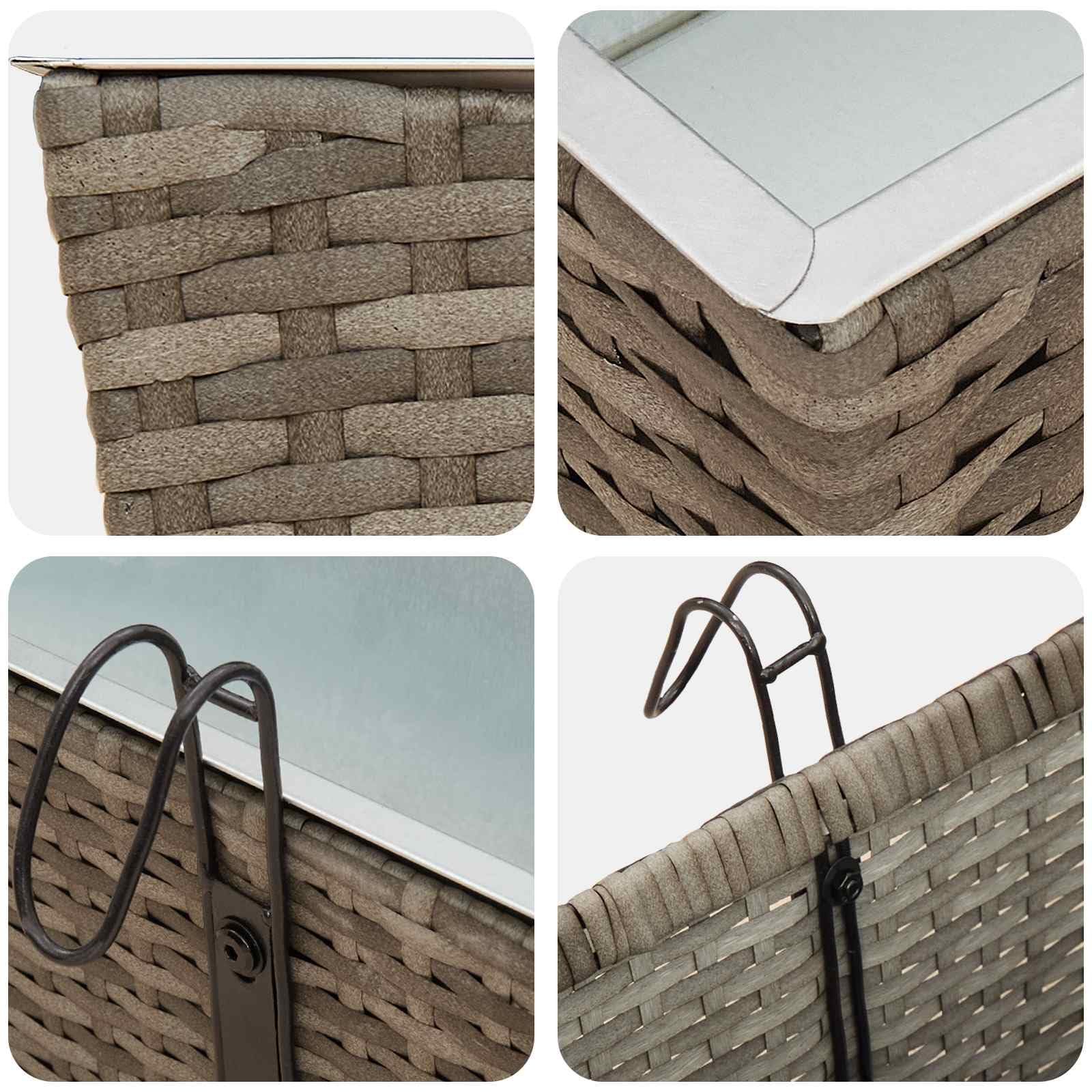 Balustrada 2 szt 80 x 17 x 17 cm Metal Kwietnik Balkonowy Rattan Design Hak Montażowy Donica Zewnętrzna UV Odporna Prosta Pielęgnacja