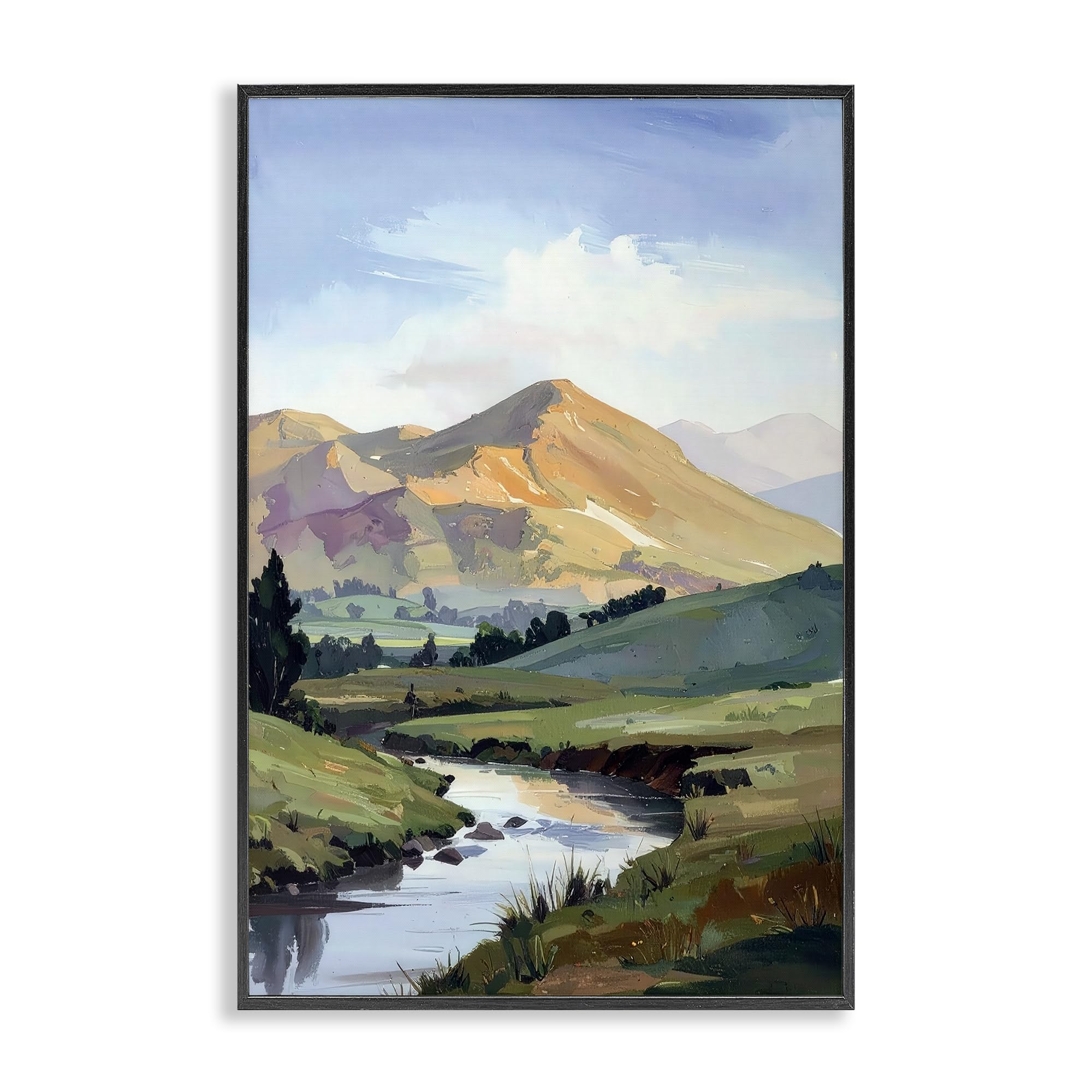 Stupell Industries Midnight Black (Textured) 'Across The Valley', Framed Giclee Art, Black, 20 X 30 Inches, Easy To Hang And Sturdy, Made In Usa, By Alonza Saunders