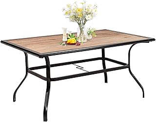Sponsored Ad - Oakcloud 60"x37" Patio Dining Table, Outdoor Metal Rectangular Table Patio Furniture Wood Like Table with ...