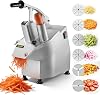 Procesador de alimentos comercial VEVOR de 550W, cortador eléctrico de verduras con 6 cuchillas | 2 orificios de alimentación, 1600 RPM, procesador de verduras de acero inoxidable, cuchilla intercambiable, desmenuzado de 3mm/4mm/7mm y rebanado de 2mm/4mm 1