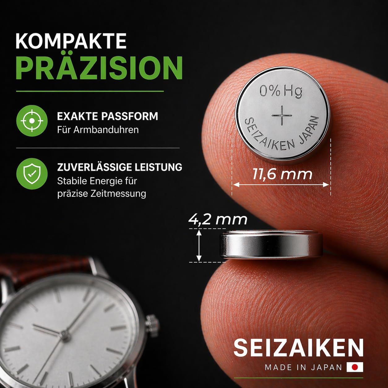 386 SR43W Uhrenbatterie - 20 Stück – Silberoxid 1,55V Knopfzelle – Seiko Original – kompatibel mit SR43 386 SR43W- für Armbanduhren & kleine Elektronik