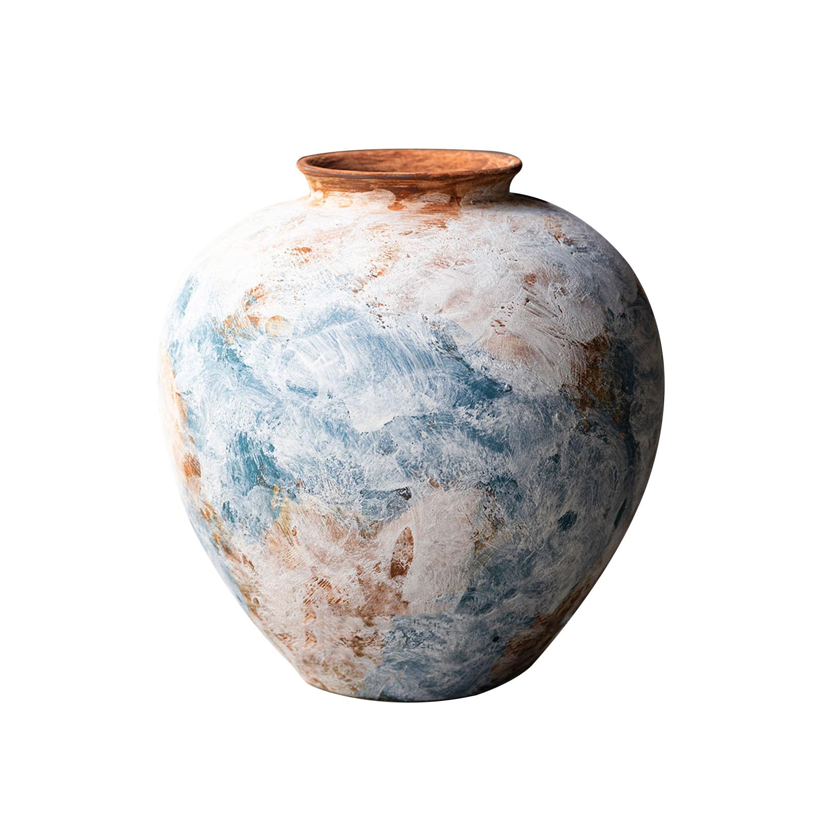 Nzzkoides Blue B Handmade Ceramic Large Vase, Modern Art Vase, Ornament For Living Room, Dining Table Centerpiece, Bedroom, Office, Round, Blue(Size:33 * 33 * 33Cm,Color:blue B)