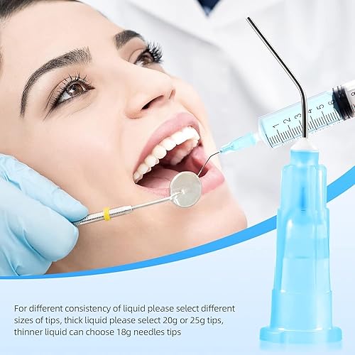 Vista 72 de JMU 100 puntas de dispensación dobladas de 0.65 oz, aguja dispensadora de punta roma, puntas de aguja de riego oral desechables predobladas