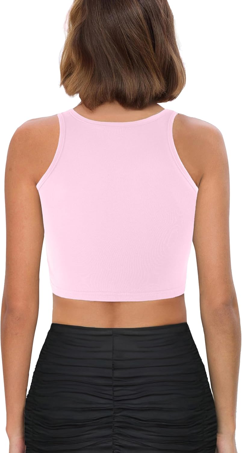 MANER Women's Contrast Sequin Crop Top Sparkle Club Tank Sleeveless Night Out Party Tops - Image 2