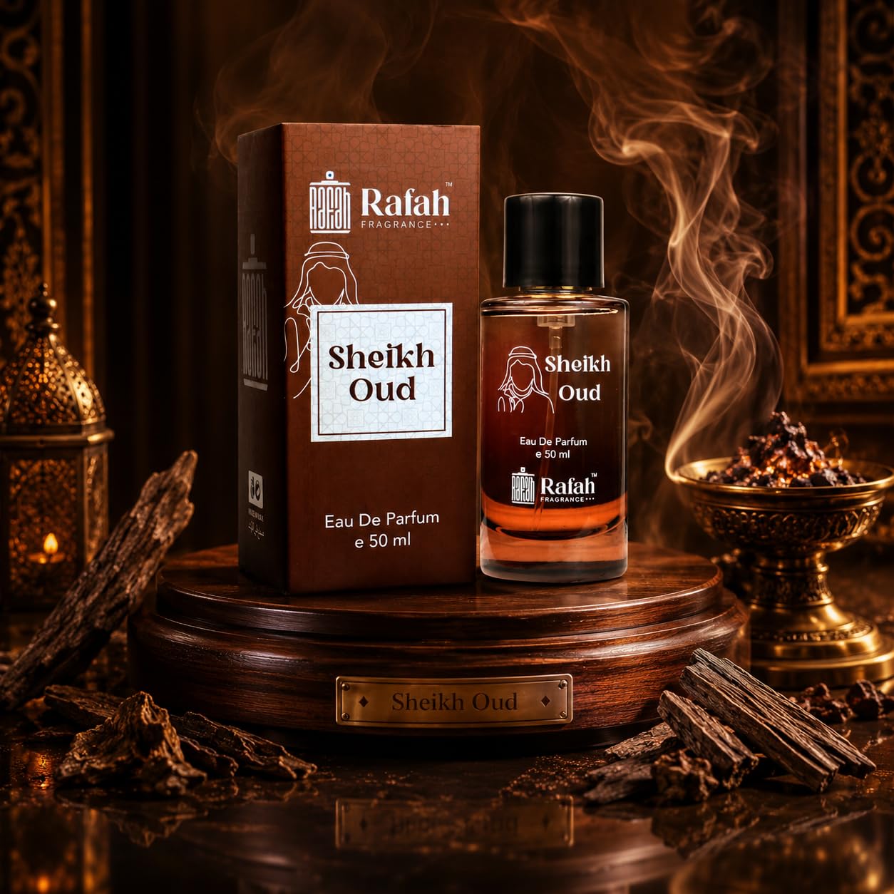 Sheikh Oud Eau De Parfum 50ml | Luxury Arabic Oud Perfume for Men & Women | Long Lasting Woody Amber Fragrance | Premium Arabian EDP Spray-image-31