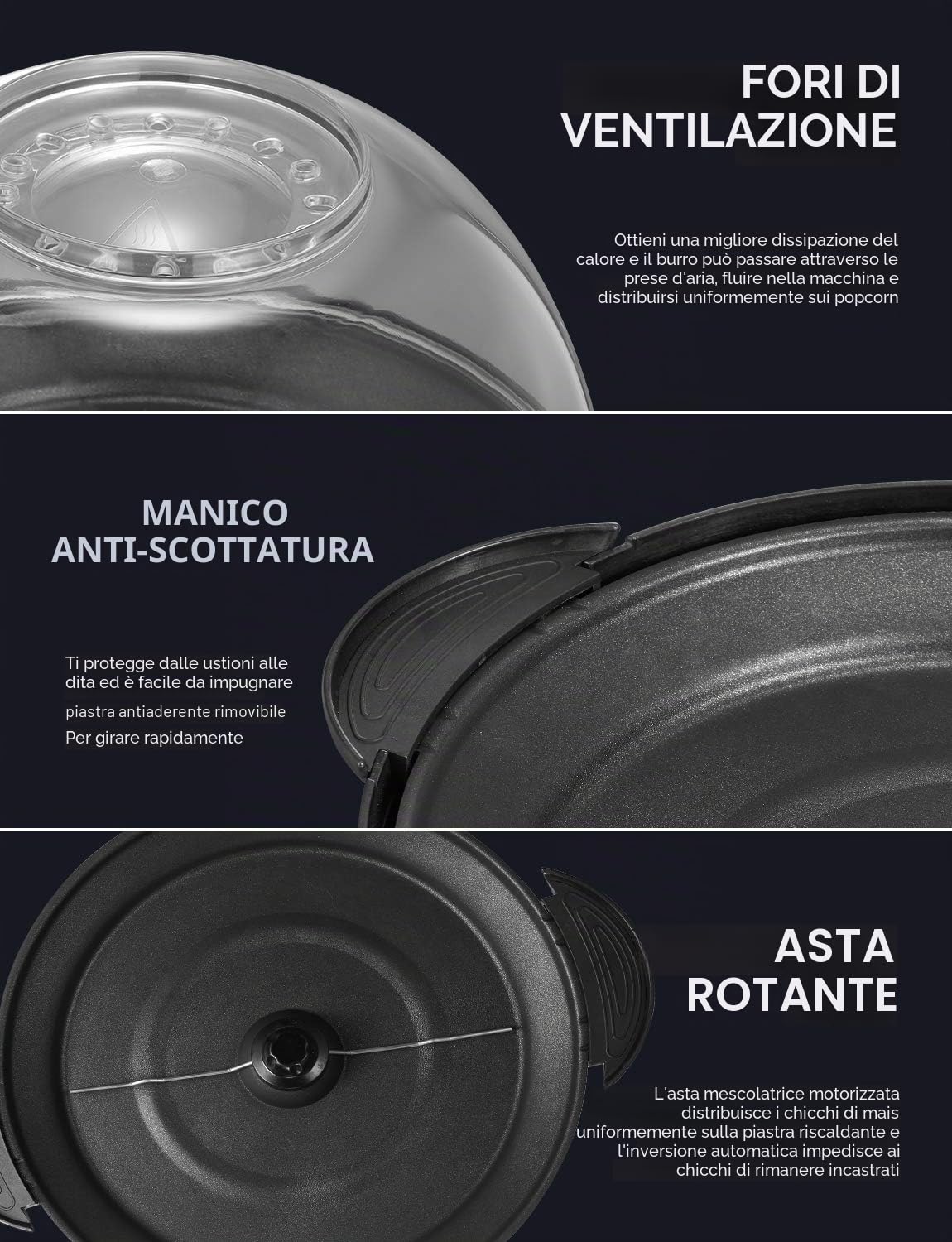 Yabano Macchina Popcorn, 5L Macchina per Pop Corn con Rivestimento con Antiaderente, Staccabile, Impugnature Fredde, 800 W, Senza BPA, Rosso