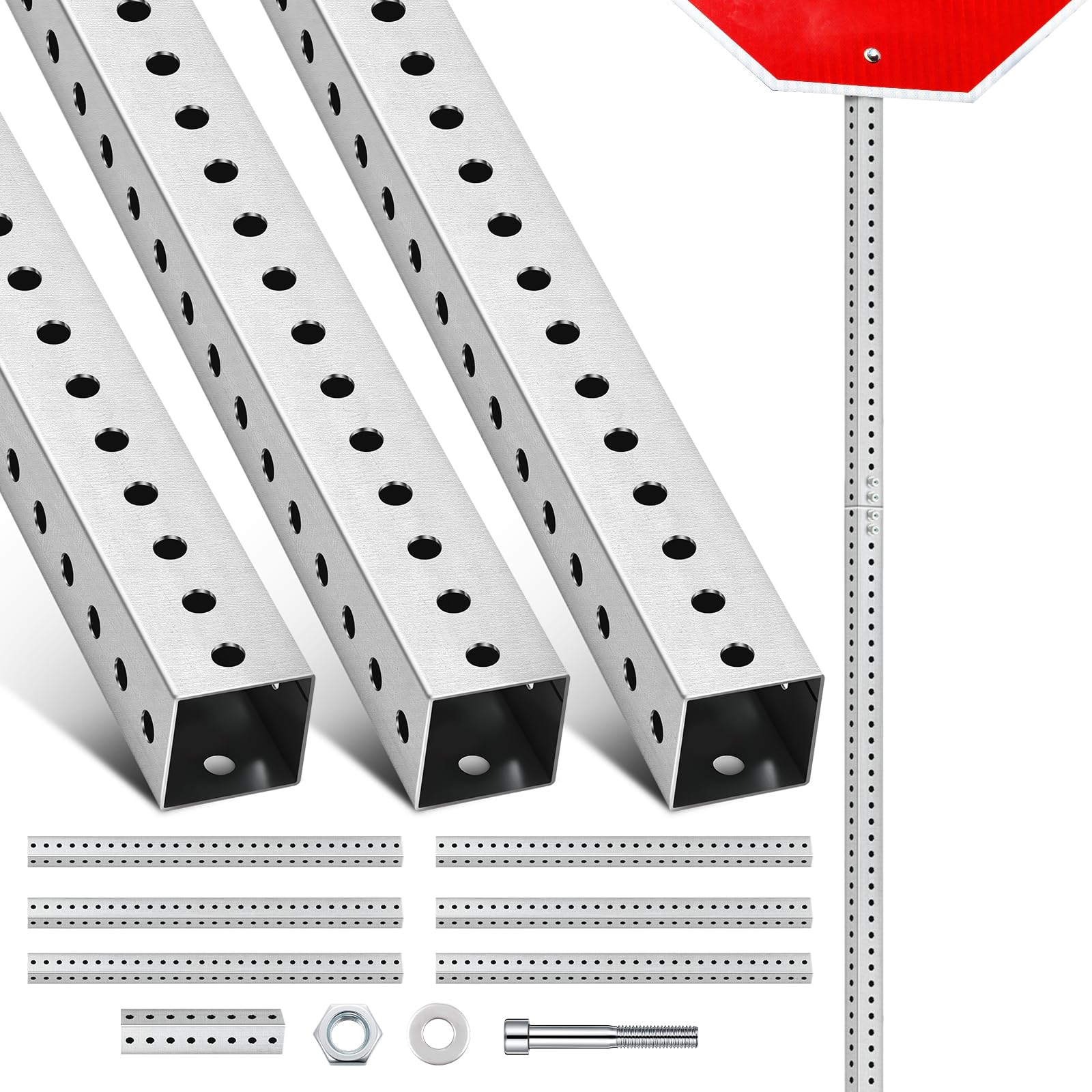 8 ft H x 2 in W Square Sign Post with 7/16" Dia Mounting Holes — Amazon image 13