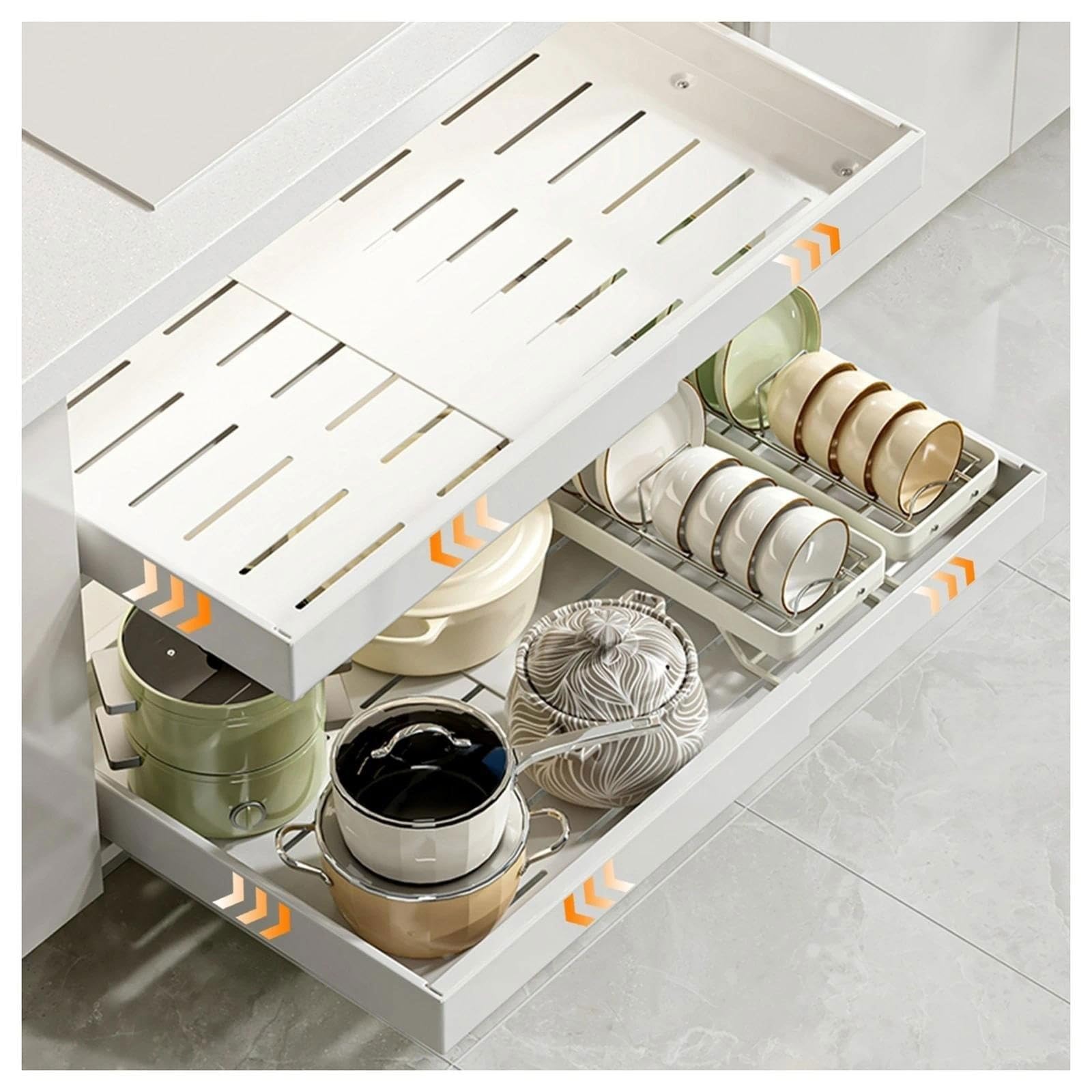 Ausziehbarer Schrank-Organizer – ausziehbare Schublade, robustes ausziehbares Aufbewahrungsregal for Küche und Badezimmer, einfache Installation(2 Pack,S)