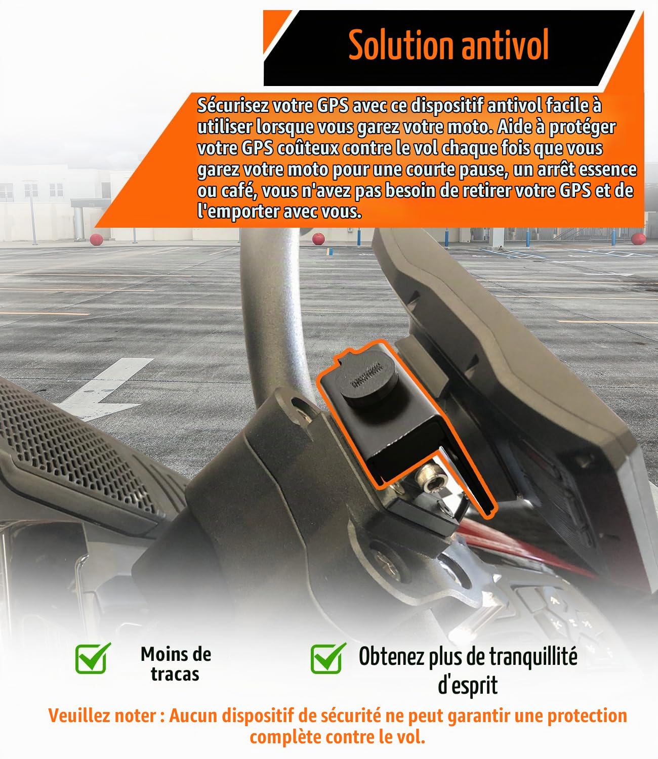 pour GPS Garmin Zumo XT / XT2 avec Le kit de Support de Verrouillage GPS Original Garmin – Matériel de Montage de sécurité antivol – Aluminium Noir