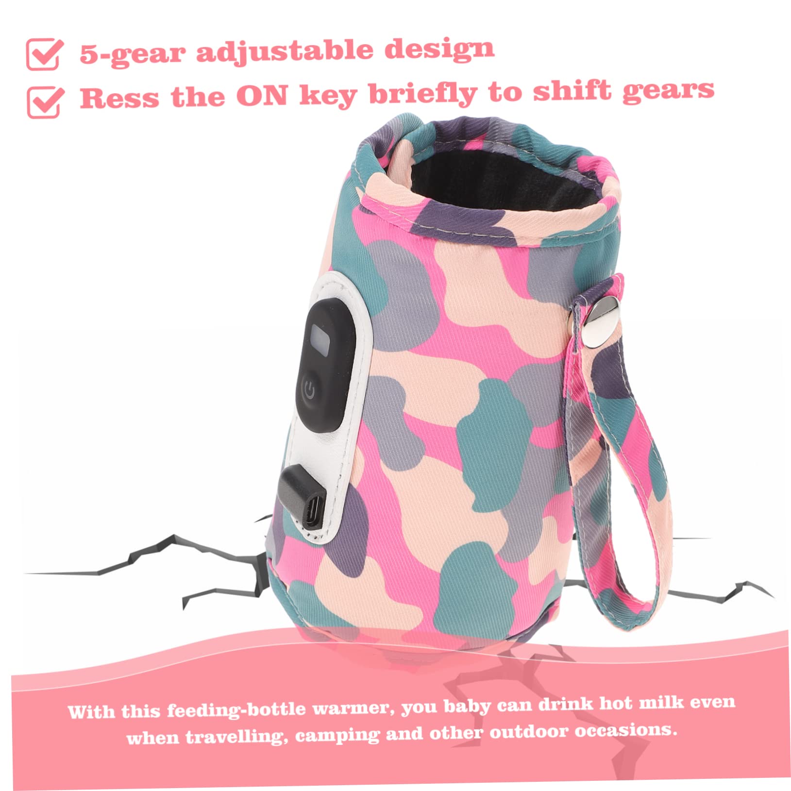 VICASKY 3pièces Chauffe-biberon Portable Avec Affichage Numérique Étui Isolant Pour Voyage Extérieur Adapté Aux Bouteilles De Lait Pour Bébés Design Camouflage Cinq Niveaux De
