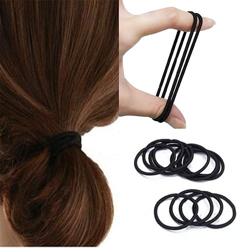 Amazon Aliqi 女性のための50個の黒いヘアバンド太くて細い髪の弾性ゴムバンド基本的なヘアタイロープポニーテールホルダーヘアバンド Liqi ヘアゴム 通販